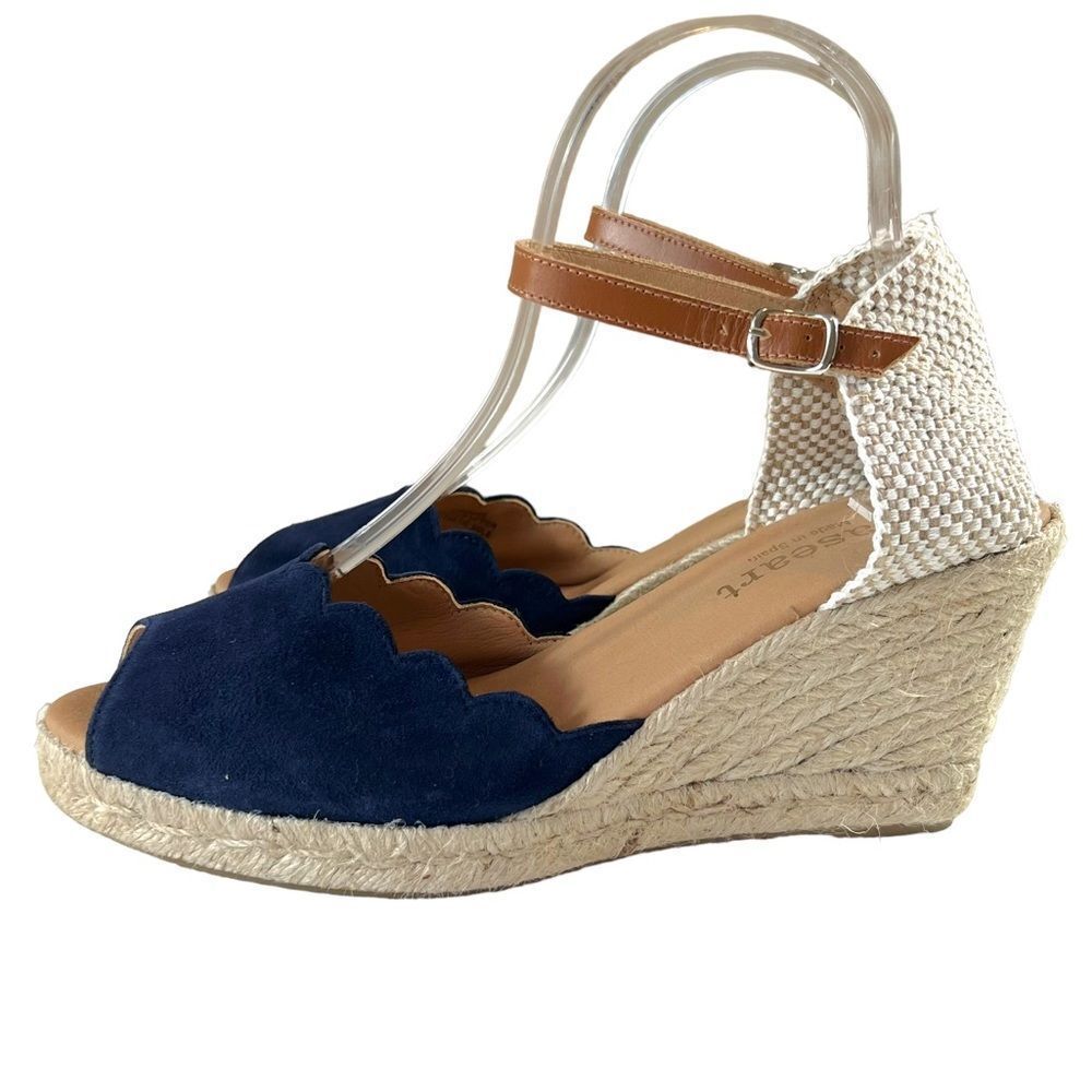 PASEART Adna Open Toe Navy Blue Espadrilles